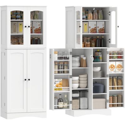 JHY DESIGN Mueble De Cocina Con Puertas, Armarios Y Bisagras De Cierre Suave, Fabricado En Madera, 60 X 40 X 162 Cm, Blanco. JHY DESIGN Mueble De Cocina Con Puertas, Armarios Y Bisagras De Cierre Suave, Fabricado En Madera, 60 X 40 X 162 Cm, Blanco.