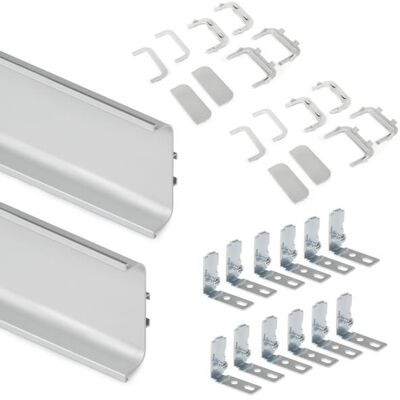 Emuca - Kit De 2 Perfiles Centrales Gola Para Muebles De Cocina, Longitud 2,35m, Con Accesorios, Aluminio, Anodizado Mate Emuca - Kit De 2 Perfiles Centrales Gola Para Muebles De Cocina, Longitud 2,35m, Con Accesorios, Aluminio, Anodizado Mate