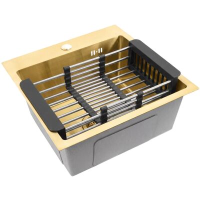 Rea Fregadero De Acero Inoxidable Leo 40 Brush Gold + 3 Accesorios Beige 45x40x18,5cm Rea Fregadero De Acero Inoxidable Leo 40 Brush Gold + 3 Accesorios Beige 45x40x18,5cm