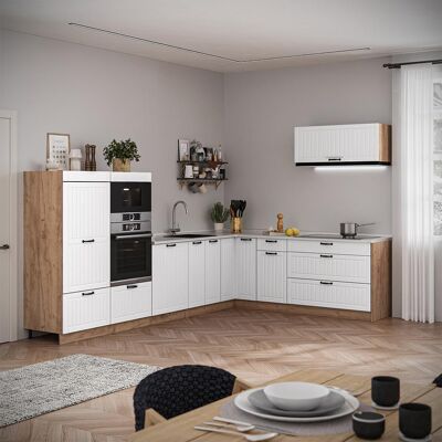 Cocina Esquinera Fame-line, Blanco Casa De Campo/roble Dorado, 327 X 227 Cm, Et Mármol, Vicco Cocina Esquinera Fame-line, Blanco Casa De Campo/roble Dorado, 327 X 227 Cm, Et Mármol, Vicco