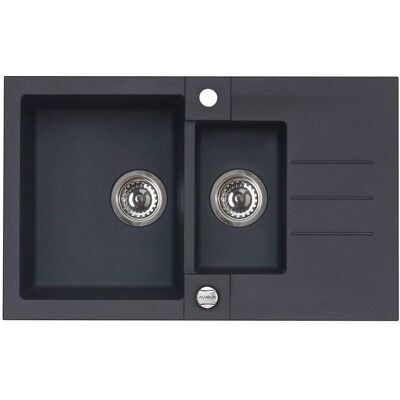 SOLIDO Alveus Rock - Fregadero De Granito 78x48 Cm, Con Control De Desagüe, Carbon 1090955 SOLIDO Alveus Rock - Fregadero De Granito 78x48 Cm, Con Control De Desagüe, Carbon 1090955