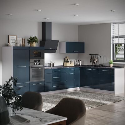 Cocina Esquinera Fame-line, Azul Oscuro Alto Brillo/blanco, 347 X 207 Cm, Et Mármol, Vicco Cocina Esquinera Fame-line, Azul Oscuro Alto Brillo/blanco, 347 X 207 Cm, Et Mármol, Vicco