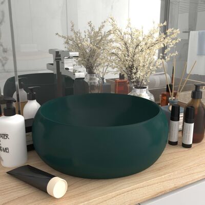 Lavabo redondo de lujo en cerámica verde oscuro vidaXL - Lavabo Lavabo redondo de lujo en cerámica verde oscuro vidaXL - Lavabo