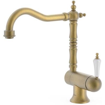 Tres - 24233401lm Cocina Grifo Monomando Con Caño Abatible Fregadero Color Latón Viejo Mate - Ref: 24233401lm Tres - 24233401lm Cocina Grifo Monomando Con Caño Abatible Fregadero Color Latón Viejo Mate - Ref: 24233401lm