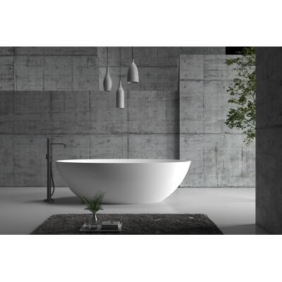 Bernstein - Bañera De Isla Rio Stone En Piedra Maciza (cast Mineral) - 180 X 85 Cm - Sin Desagüe, Blanco Mate, Con Grifo Mezclador 8028b Bernstein - Bañera De Isla Rio Stone En Piedra Maciza (cast Mineral) - 180 X 85 Cm - Sin Desagüe, Blanco Mate, Con Grifo Mezclador 8028b