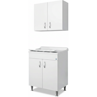 Composición De Lavadero Con Fregadero De 60x50 Cm Y Mueble Alto – Blanco – Madera Hidrófuga – Negrari Composición De Lavadero Con Fregadero De 60x50 Cm Y Mueble Alto – Blanco – Madera Hidrófuga – Negrari
