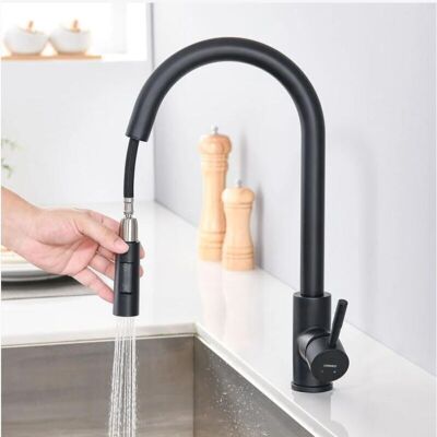 OEM Grifo De Cocina Monobloque Crezuo Con Rociador Extraíble, Grifo Giratorio De 360° Para Fregadero De Cocina En Acero Inoxidable Mate, Grifo De Cocina De 2 Funciones (negro)-crezuo OEM Grifo De Cocina Monobloque Crezuo Con Rociador Extraíble, Grifo Giratorio De 360° Para Fregadero De Cocina En Acero Inoxidable Mate, Grifo De Cocina De 2 Funciones (negro)-crezuo