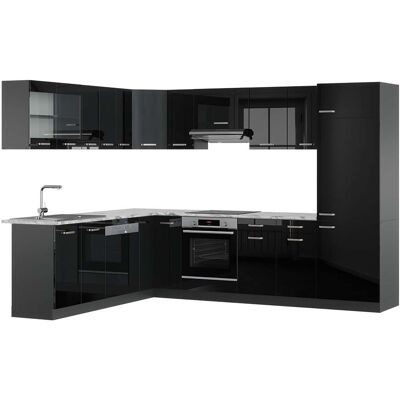 Vicco - Cocina Esquinera R-line, Negro/antracita De Alto Brillo, 227 X 287 Cm , Et Mármol Vicco - Cocina Esquinera R-line, Negro/antracita De Alto Brillo, 227 X 287 Cm , Et Mármol