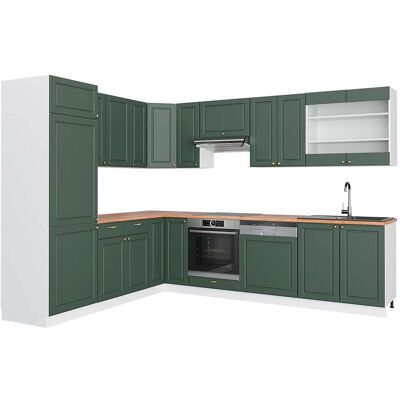 Vicco - Cocina Esquinera Fame-line, Verde-dorado Casa De Campo/blanco, 227 X 287 Cm , Et Roble Vicco - Cocina Esquinera Fame-line, Verde-dorado Casa De Campo/blanco, 227 X 287 Cm , Et Roble