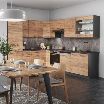 Cocina Esquinera Fame-line, Oro Power Roble/antracita, 227 X 287 Cm , Et Mármol, Vicco Cocina Esquinera Fame-line, Oro Power Roble/antracita, 227 X 287 Cm , Et Mármol, Vicco