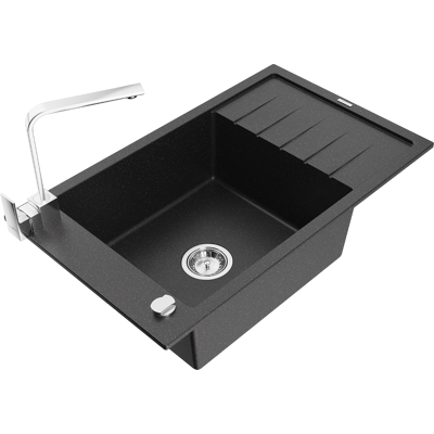 Mexen Elias Fregadero De Granito De 1 Seno Con Escurridor Y Grifo De Cocina Rita, Negro/metalizado Plateado - 6511-73-670300-00 Mexen Elias Fregadero De Granito De 1 Seno Con Escurridor Y Grifo De Cocina Rita, Negro/metalizado Plateado - 6511-73-670300-00