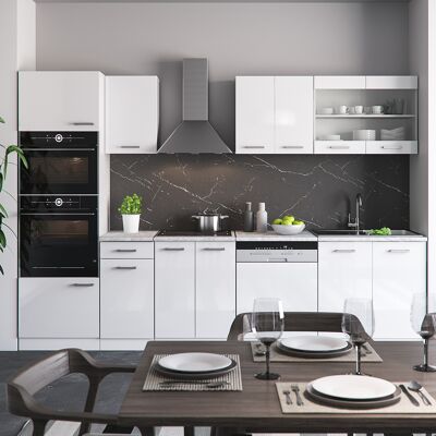 Vicco - Mueble De Cocina R-line, Blanco, 300 Cm Con Armario Alto, Sin Encimera Vicco - Mueble De Cocina R-line, Blanco, 300 Cm Con Armario Alto, Sin Encimera