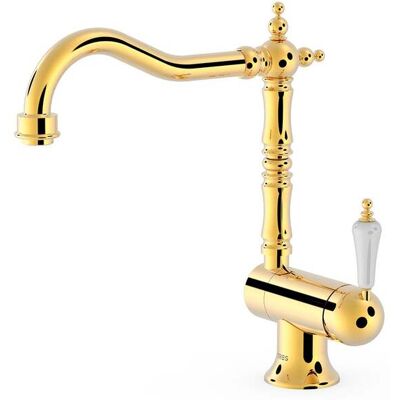 Tres - 24233401or Cocina Grifo Monomando Con Caño Abatible Fregadero Color Oro 24k - Ref: 24233401or Tres - 24233401or Cocina Grifo Monomando Con Caño Abatible Fregadero Color Oro 24k - Ref: 24233401or