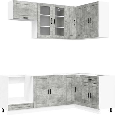 Unidad De Cocina Porto 8 Pcs Gris Hormigón Madera De Ingeniería Vidaxl Unidad De Cocina Porto 8 Pcs Gris Hormigón Madera De Ingeniería Vidaxl