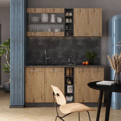 Vicco - Cocina Versátil R-line, Roble Artesanal/antracita, 160 Cm , Et Mármol Vicco - Cocina Versátil R-line, Roble Artesanal/antracita, 160 Cm , Et Mármol