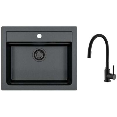 Alveus - Conjunto De Fregadero Atrox 30 Y Grifo Mintas, Negro Intenso Seta25640 Alveus - Conjunto De Fregadero Atrox 30 Y Grifo Mintas, Negro Intenso Seta25640