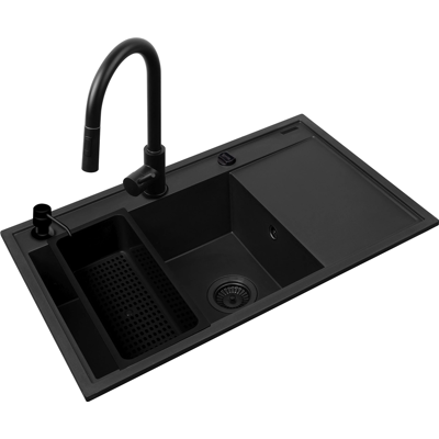 Set Fregadero Pyramis Camea (79x50) 1b 1d L + Grifo Idea Black Edition 070168402be Volcano Negro Set Fregadero Pyramis Camea (79x50) 1b 1d L + Grifo Idea Black Edition 070168402be Volcano Negro