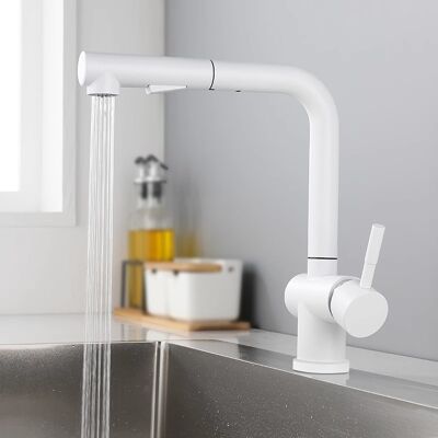 OEM Grifo De Cocina Extensible, Grifo De Fregadero, Grifo De Fregadero Blanco Con Dos Tipos De Rociado. OEM Grifo De Cocina Extensible, Grifo De Fregadero, Grifo De Fregadero Blanco Con Dos Tipos De Rociado.