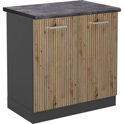 Armario Bajo Para Fregadero R-line, Roble Artesanal, 80 Cm , Et Antracita, Vicco Armario Bajo Para Fregadero R-line, Roble Artesanal, 80 Cm , Et Antracita, Vicco