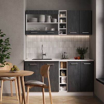 Vicco - Cocina Versátil R-line, Hormigón Negro/blanco, 160 Cm Et Mármol Vicco - Cocina Versátil R-line, Hormigón Negro/blanco, 160 Cm Et Mármol