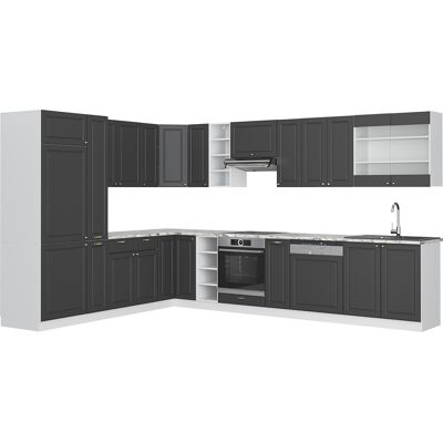 Vicco - Cocina Esquinera Fame-line, Antracita-oro/blanco, 347 X 257 Cm , Et Mármol Vicco - Cocina Esquinera Fame-line, Antracita-oro/blanco, 347 X 257 Cm , Et Mármol