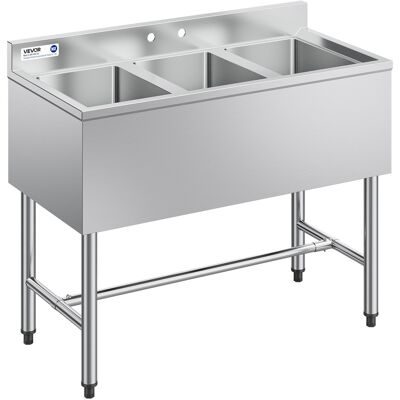 Vevor Fregadero Independiente De 3 Compartimentos De 978 X 470 X 838 Mm, Acero Inoxidable 304, Lavabo Móvil Con Protector Antisalpicaduras, Alta Resistencia Para Restaurante Cocina Exteriores Hogares Vevor Fregadero Independiente De 3 Compartimentos De 978 X 470 X 838 Mm, Acero Inoxidable 304, Lavabo Móvil Con Protector Antisalpicaduras, Alta Resistencia Para Restaurante Cocina Exteriores Hogares