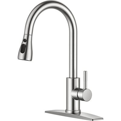 OEM Grifo De Cocina Con Rociador Extraíble, Acabado En Níquel Cepillado, Grifo Clásico De Acero Inoxidable Para Fregadero Con Monomando De Diseño Curvo. OEM Grifo De Cocina Con Rociador Extraíble, Acabado En Níquel Cepillado, Grifo Clásico De Acero Inoxidable Para Fregadero Con Monomando De Diseño Curvo.