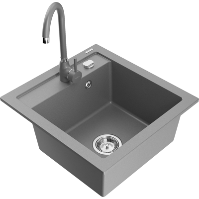 Mexen Vito Fregadero De Granito De 1 Seno Con Grifo De Cocina Telma, Gris - 6503-71-670200-71 Mexen Vito Fregadero De Granito De 1 Seno Con Grifo De Cocina Telma, Gris - 6503-71-670200-71