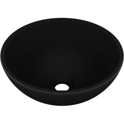 vidaXL Lavabo redondo de cerámica negro mate de lujo - Lavabo de baño vidaXL Lavabo redondo de cerámica negro mate de lujo - Lavabo de baño