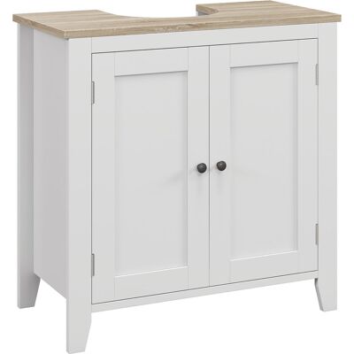JHY DESIGN Mueble Bajo Fregadero, Armario Bajo Con 2 Puertas Y Estante Ajustable, Estilo Moderno, 60 X 30 X 60 Cm, Blanco JHY DESIGN Mueble Bajo Fregadero, Armario Bajo Con 2 Puertas Y Estante Ajustable, Estilo Moderno, 60 X 30 X 60 Cm, Blanco