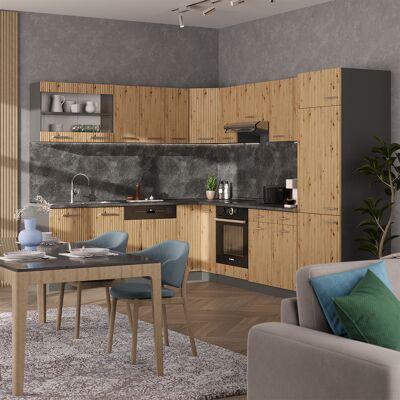 Vicco - Cocina Esquinera R-line, Roble Artesanal/antracita, 227 X 287 Cm , Et Mármol Vicco - Cocina Esquinera R-line, Roble Artesanal/antracita, 227 X 287 Cm , Et Mármol