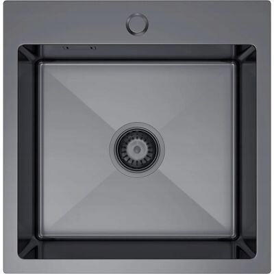 OEM Fregadero Nayes De Un Solo Seno, 46x45 Cm, Con Revestimiento Pvd Negro Satinado Y Sifón. OEM Fregadero Nayes De Un Solo Seno, 46x45 Cm, Con Revestimiento Pvd Negro Satinado Y Sifón.