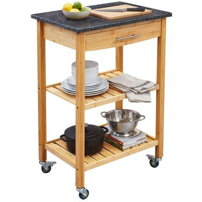 Relaxdays Carro De Cocina, Encimera De Granito, Cajón, 2 Baldas, Al X An X Pr 85 X 58 X 40 Bambú, Natural/antracita Relaxdays Carro De Cocina, Encimera De Granito, Cajón, 2 Baldas, Al X An X Pr 85 X 58 X 40 Bambú, Natural/antracita