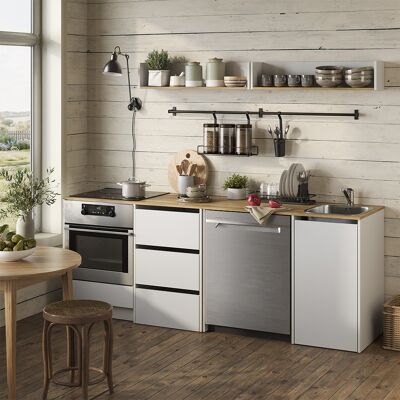 Mueble Bajo De Cocina Viktor, Blanco/roble Artesanal, Con Fregadero Y Grifo, Vicco Mueble Bajo De Cocina Viktor, Blanco/roble Artesanal, Con Fregadero Y Grifo, Vicco