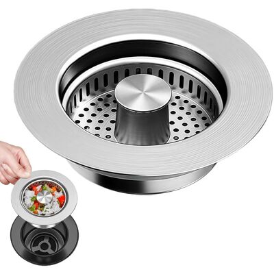 OEM Tapón De Desagüe 3 En 1 Para Fregadero De Cocina Con Colador De Acero Inoxidable - Tapón Emergente Para Fregaderos De 75 A 87 Mm De Ancho Y Más De 37 Mm De Profundidad - Protección Antiobstrucción Y F OEM Tapón De Desagüe 3 En 1 Para Fregadero De Cocina Con Colador De Acero Inoxidable - Tapón Emergente Para Fregaderos De 75 A 87 Mm De Ancho Y Más De 37 Mm De Profundidad - Protección Antiobstrucción Y F
