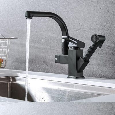 OEM Grifo De Cocina Negro Para Encimera, Mezclador Flexible Extraíble, Agua Fría Y Caliente, Caño Con Resorte, Acabado Cromado Plateado, Negro OEM Grifo De Cocina Negro Para Encimera, Mezclador Flexible Extraíble, Agua Fría Y Caliente, Caño Con Resorte, Acabado Cromado Plateado, Negro