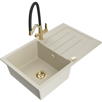 Mexen Bruno Fregadero De Granito De 1 Seno Con Escurridor Y Grifo De Cocina Duo, Beige - 6513-69-671701-57-g Mexen Bruno Fregadero De Granito De 1 Seno Con Escurridor Y Grifo De Cocina Duo, Beige - 6513-69-671701-57-g