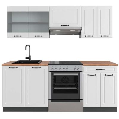 Vicco - Mueble De Cocina R-line, Casa De Campo Blanca/antracita, 200 Cm , Et Roble Vicco - Mueble De Cocina R-line, Casa De Campo Blanca/antracita, 200 Cm , Et Roble