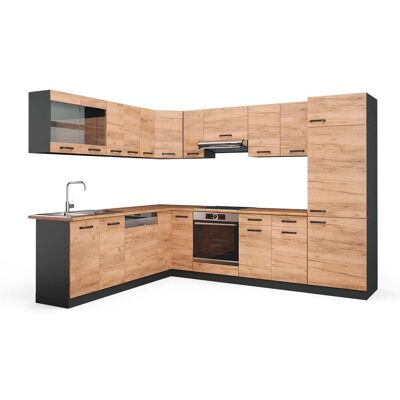 Vicco - Cocina Esquinera R-line, Oro Power Roble/antracita, 227 X 287 Cm , Et Roble Vicco - Cocina Esquinera R-line, Oro Power Roble/antracita, 227 X 287 Cm , Et Roble