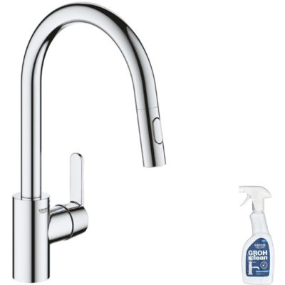 Grifo De Cocina Con Aireador Caño Alto Grohe Get Cromado + Limpiador Grohclean Grifo De Cocina Con Aireador Caño Alto Grohe Get Cromado + Limpiador Grohclean