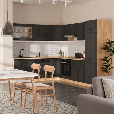 Vicco - Cocina Esquinera R-line, Casa De Campo Antracita/roble Dorado, 227 X 287 Cm , Et Mármol Vicco - Cocina Esquinera R-line, Casa De Campo Antracita/roble Dorado, 227 X 287 Cm , Et Mármol