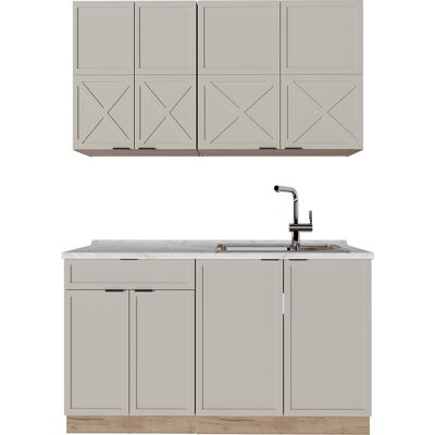 Cocina Para Solteros Fame-line, Gris/beige/roble Dorado, 140 Cm Sin Encimera, Vicco Cocina Para Solteros Fame-line, Gris/beige/roble Dorado, 140 Cm Sin Encimera, Vicco