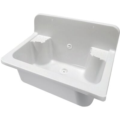 Lavabo De Pared Para Exterior, 56x37 Cm, Blanco, Doble Cara, Para Jardín Y Garaje, Kit De Montaje Y Desagüe, Negrari Lavabo De Pared Para Exterior, 56x37 Cm, Blanco, Doble Cara, Para Jardín Y Garaje, Kit De Montaje Y Desagüe, Negrari