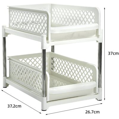 OEM Estante Deslizante De Plástico Para Almacenamiento En El Fregadero (blanco Ancho) OEM Estante Deslizante De Plástico Para Almacenamiento En El Fregadero (blanco Ancho)