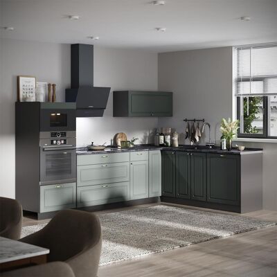 Cocina Esquinera Fame-line, Verde Dorado Casa De Campo/antracita, 287 X 207 Cm, Et Mármol, Vicco Cocina Esquinera Fame-line, Verde Dorado Casa De Campo/antracita, 287 X 207 Cm, Et Mármol, Vicco