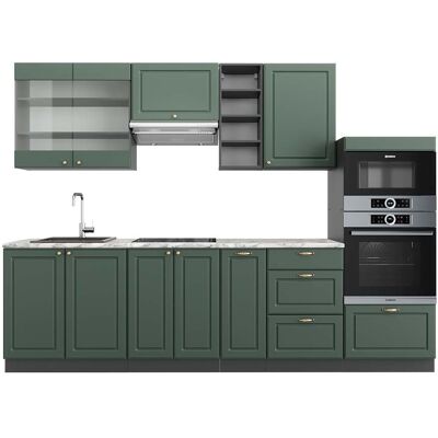 Vicco - Mueble De Cocina Fame-line, Verde-dorado Casa De Campo/antracita, 280 Cm , Et Mármol Vicco - Mueble De Cocina Fame-line, Verde-dorado Casa De Campo/antracita, 280 Cm , Et Mármol