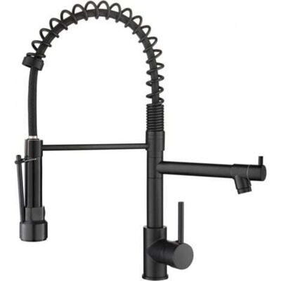 OEM Grifo De Fregadero De Cocina Con Cabezal Rociador Extraíble, Grifo De Cocina Contemporáneo De Acero Inoxidable Con Monomando Y Resorte, Dos Salidas Con Placa De Montaje Negra OEM Grifo De Fregadero De Cocina Con Cabezal Rociador Extraíble, Grifo De Cocina Contemporáneo De Acero Inoxidable Con Monomando Y Resorte, Dos Salidas Con Placa De Montaje Negra