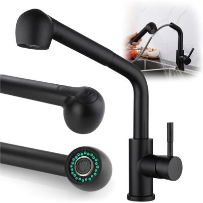OEM Grifo De Cocina Con Caño Extraíble De 360°, Negro, Independiente, Fregadero OEM Grifo De Cocina Con Caño Extraíble De 360°, Negro, Independiente, Fregadero