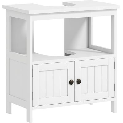 JHY DESIGN Mueble Bajo Fregadero Con 2 Puertas Y Estante Abierto, Independiente, 60 X 30 X 60 Cm, Blanco JHY DESIGN Mueble Bajo Fregadero Con 2 Puertas Y Estante Abierto, Independiente, 60 X 30 X 60 Cm, Blanco