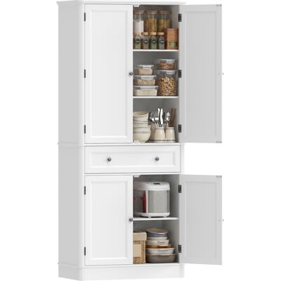 JHY DESIGN Mueble De Cocina Blanco Con 4 Puertas, Cajón Y Estantes Ajustables, 80 X 39,5 X 186,4 Cm JHY DESIGN Mueble De Cocina Blanco Con 4 Puertas, Cajón Y Estantes Ajustables, 80 X 39,5 X 186,4 Cm